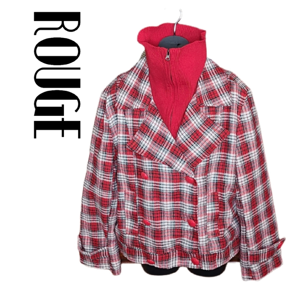 ROUGE CROPPED RED PLAID JACKET BNWT